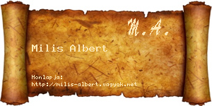 Milis Albert névjegykártya